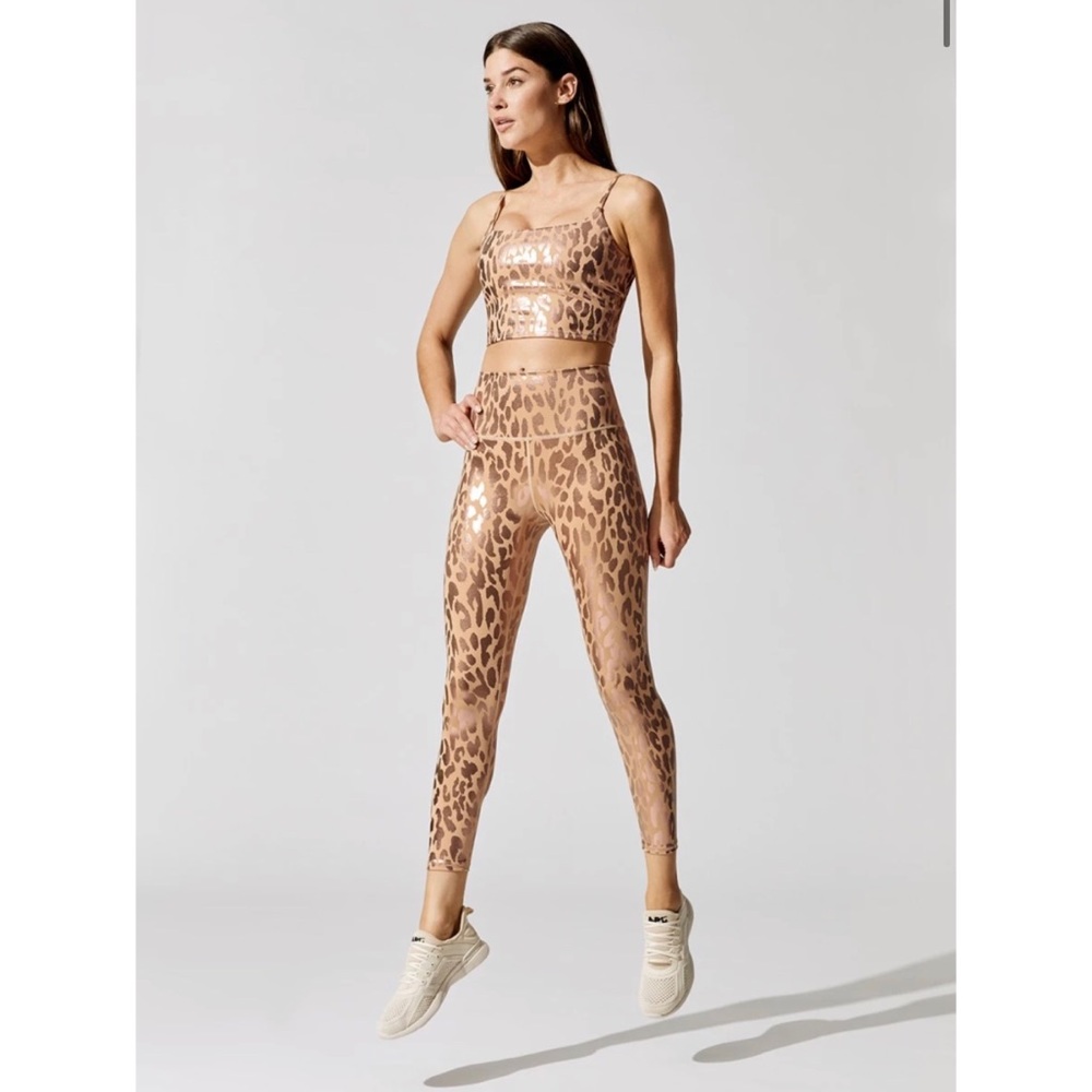NWT Carbon38 Metallic Leopard Set in Sandstone Leopard High Rise Leggings + Cami